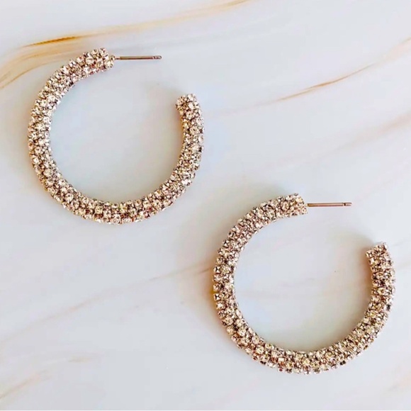 Pave Bing Hoop Earrings - Picture 2 of 2
